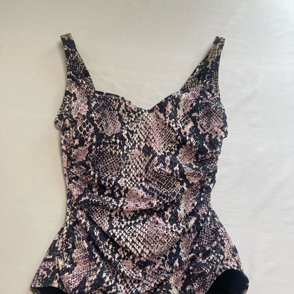 Gottex Snake Print One Piece Bathing Suit Swimsuit Size 10 - Picture 2 of 6